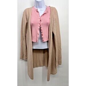 Garnet‎ Hill Ivory Cashmere Long Sleeve Open Fly Away Lightweight Cardigan  XS